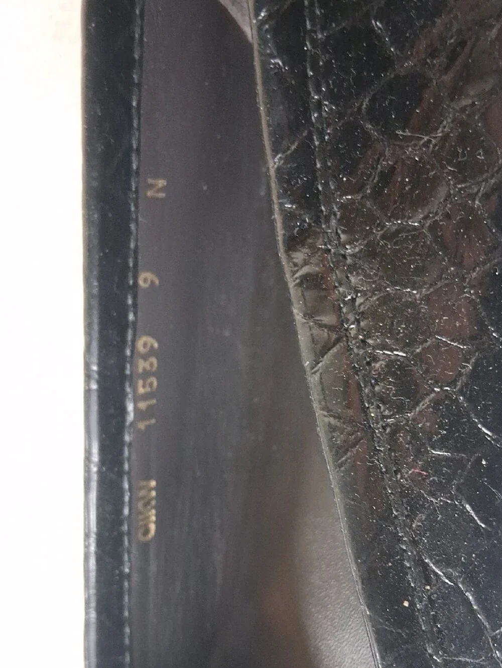Stuart Weitzman Black Patent Croc-Embossed Leather Loafers with Silver Hardware